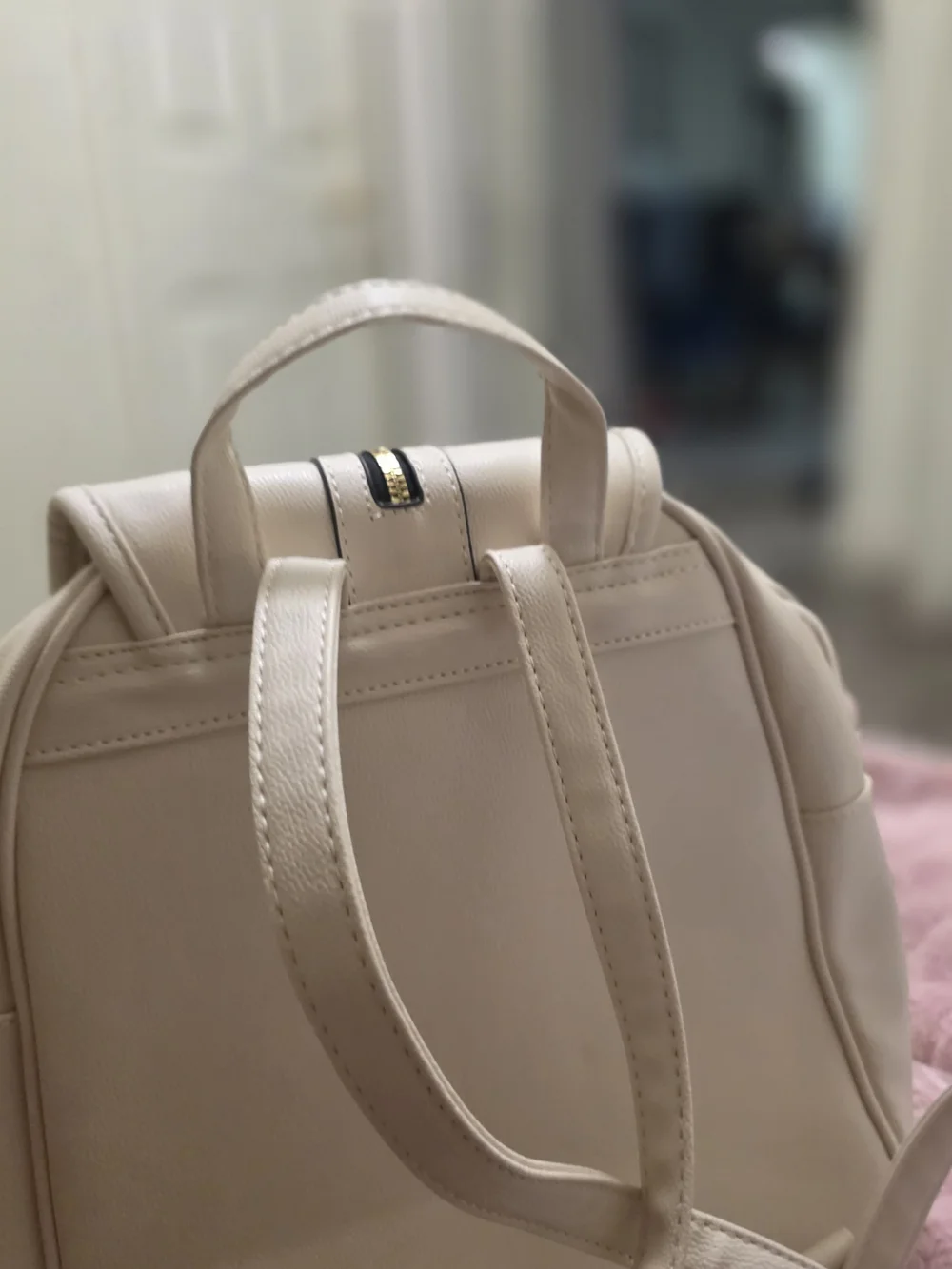 Beige Tassel Accent Women's Backpack